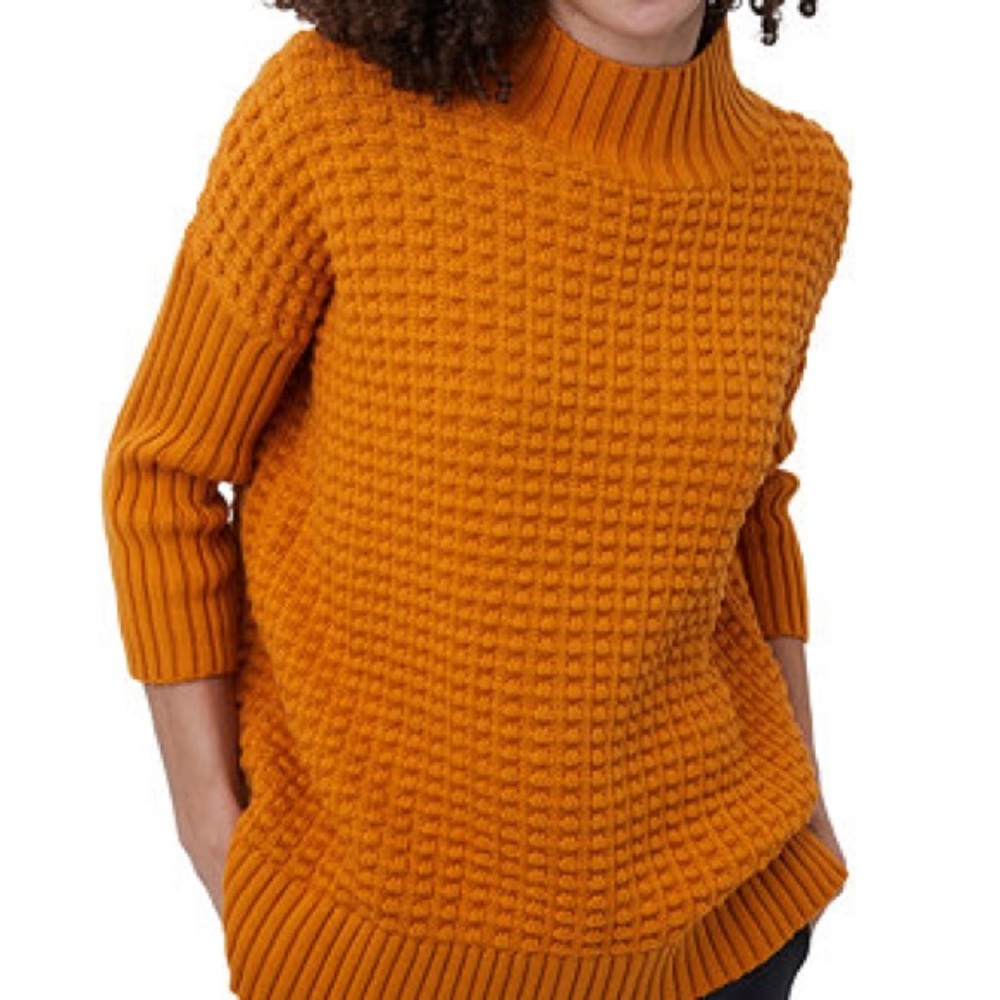 French Connection Mozart Popcorn High Neck Sweater in Burnt Orange